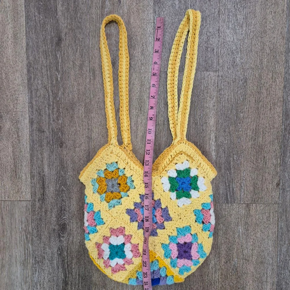 Crochet Tote Bag One Size Yellow Multi-color‎